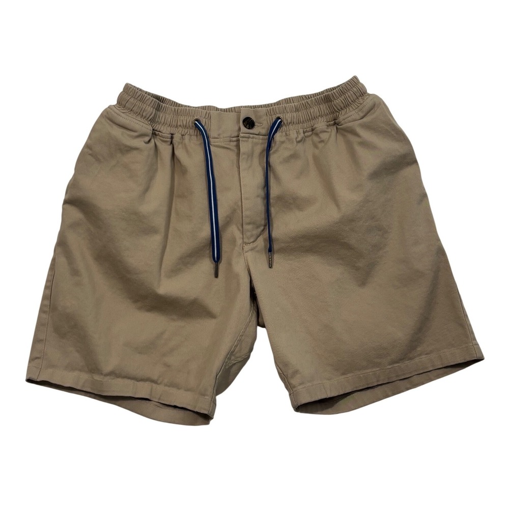 Castaway Nantucket Island Mens XL Khaki Chino Shorts Elastic Waist Drawstring